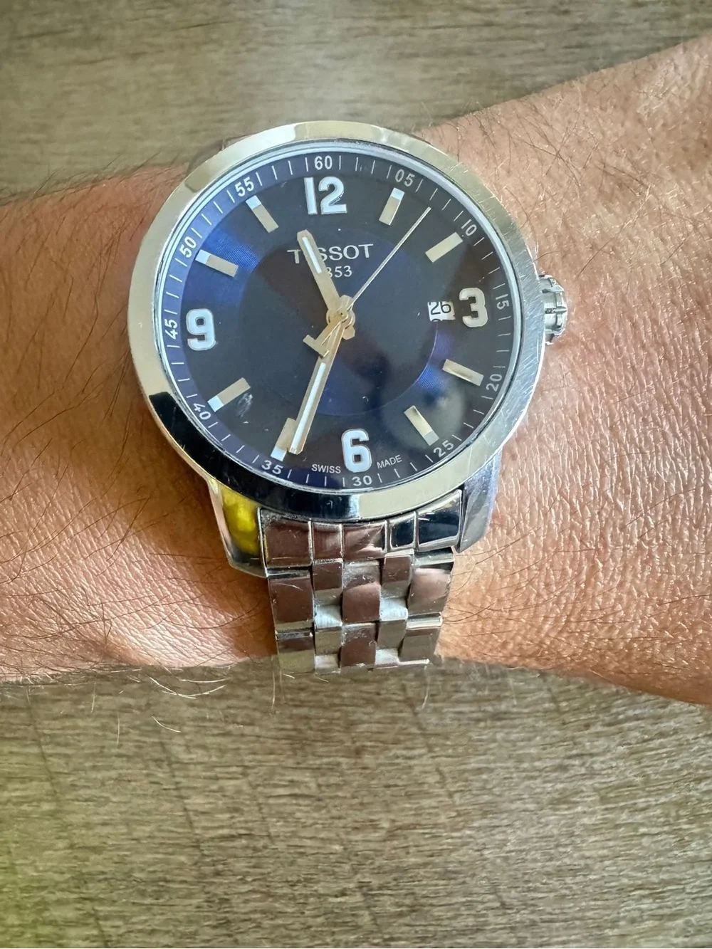 Tissot Black Dial Silver-Tone Bracelet Watch